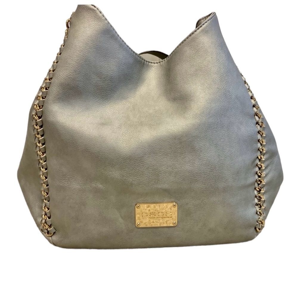 Bebe Colette‎ Triple Entry Silver Hobo Bag Purse